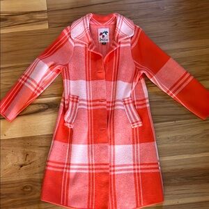 Vintage Plaid Wool Coat - Red and Pink